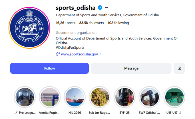 Odisha Sports page snapshot