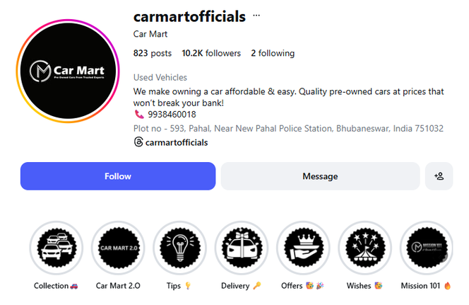 Car Mart page snapshot